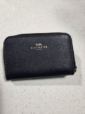 Coach Navy Zip Card Case Wallet